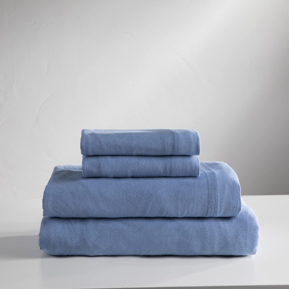 Baltic Linen Jersey Cotton Sheet Set, King, Blue, 4 Piece