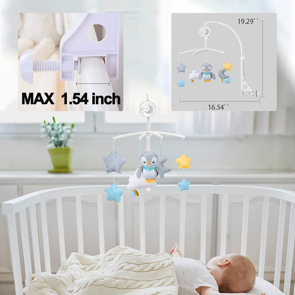 Baby Musical Mobile With Lullabies Music Box, Rotating Penguin Mobile Soother Crib Toy, Gift For Baby Nursery Bed Decoration For