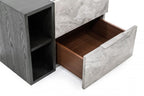 HomeRoots Grey Wash & Faux Marble Veneer, MDF Contempo Gray Faux Marble and Gray Two Drawer Nightstand