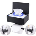 YRONG Adhesive Toilet Paper Holder with Shelf and Storage, Wall Mount Toilet Paper Roll Holder & Flushable Wipes Dispenser Set F