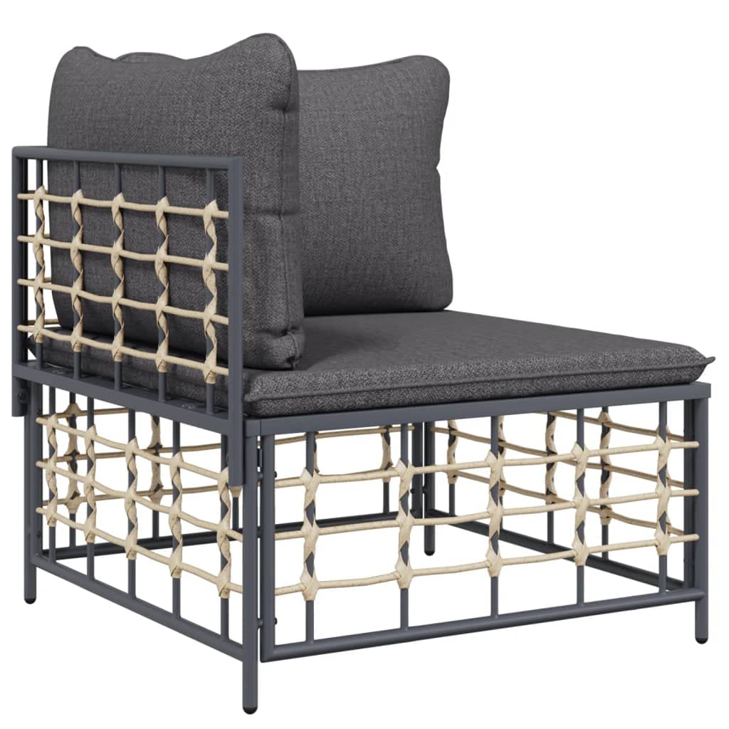 vidaXL 5-Piece Indoor/Outdoor Patio Lounge Set - Flexible Design, Durable Poly Rattan Material, Comfortable Cushioned Seating in Anthracite Dark Gray