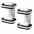 Wall Mounted Double Layer Soap Dish PunchFree Drawer Draining Holder Kitchen Sponge Storage Box Bathroom Organizer Rack Shelves