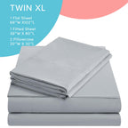 Comfort Spaces Coolmax Moisture Wicking Sheet Set Soft, Fade Resistant, All Elastic Deep Pocket Fits Up To 16' Mattress - Warm Weather Cooling Sheets For Night Sweats, Twin Xl, Grey, 3 Piece