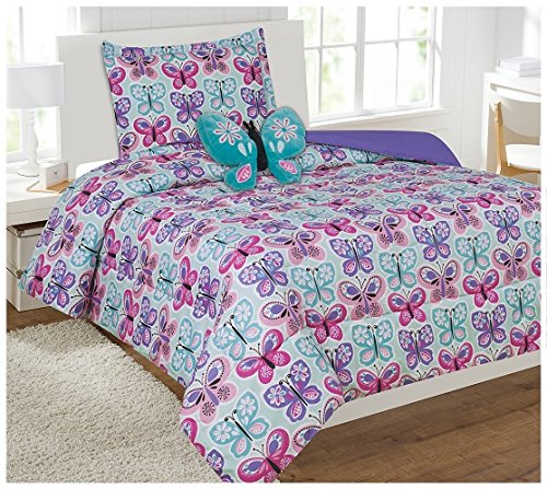 Fancy Linen Girls Comforter Set Butterfly Blue/Turquoise Purple New # Butterfly Blue (Twin Comforter)