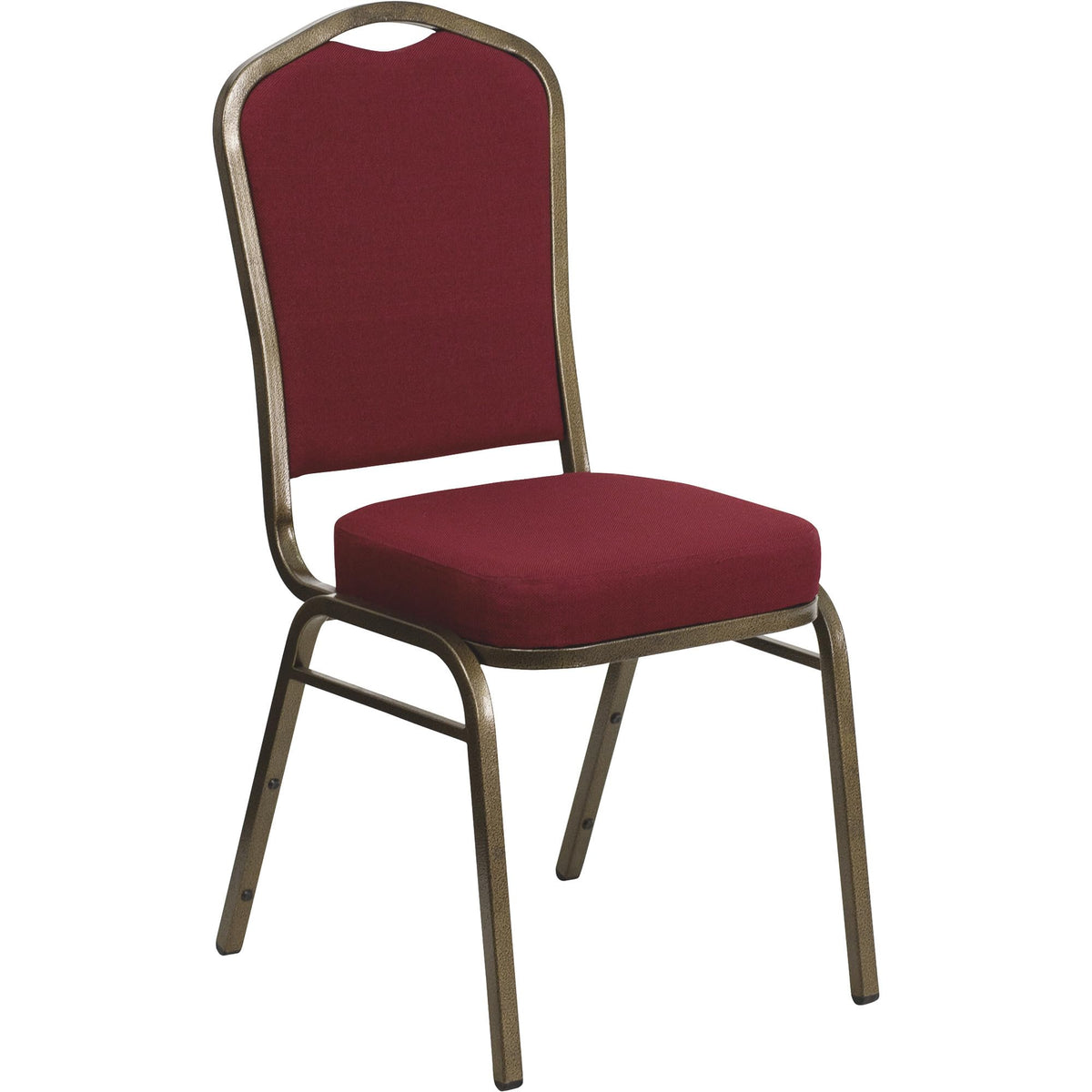 Flash Furniture HERCULES Series Crown Back Stacking Banquet Chair in Burgundy Fabric - Gold Vein Frame