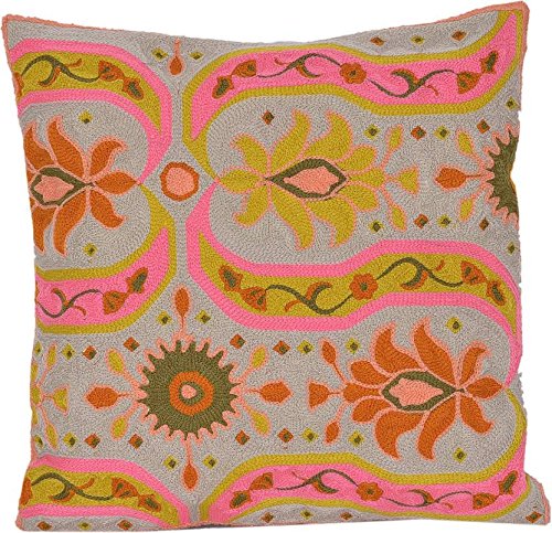 Indigenous Embroidered Cushions Cover (Single, 30 Cm*30 Cm, Beige)
