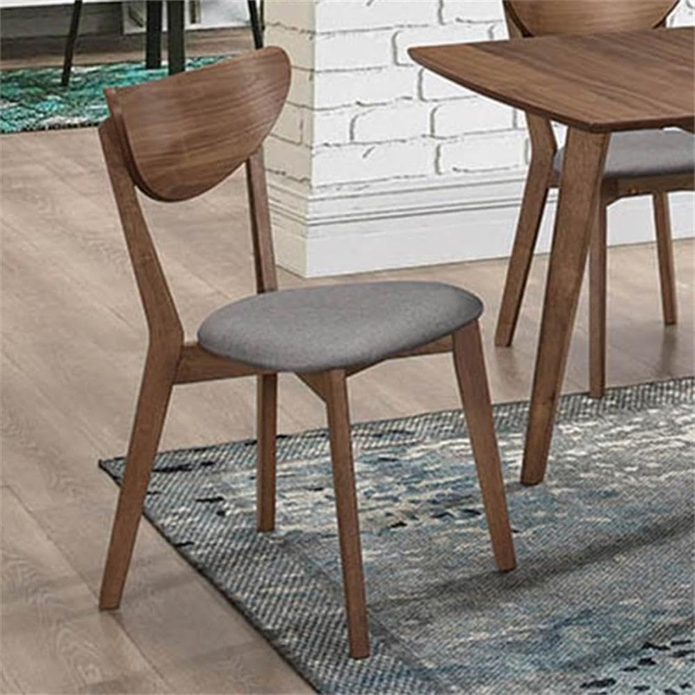 Coaster Furniture Alfredo Upholstered Grey and Natural Walnut (Set of 2) Dining Chair 17.5" D x 21.75" W x 31.25" H 108082