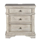 Steve Silver Furniture Highland Park Nightstand, Driftwood Finish, Nickle Hardware, 2 USB Charging Ports, 2 Full Size Drawers & 1 Half Size Drawer, Bedroom, 28" L x 17" D x 29.5" H, White
