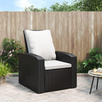 vidaXL Patio Reclining Chair - Adjustable Outdoor Relaxation Chair with Cushions, Durable and Easy-to-Clean Gray Poly Rattan Frame with Manual Reclining Function