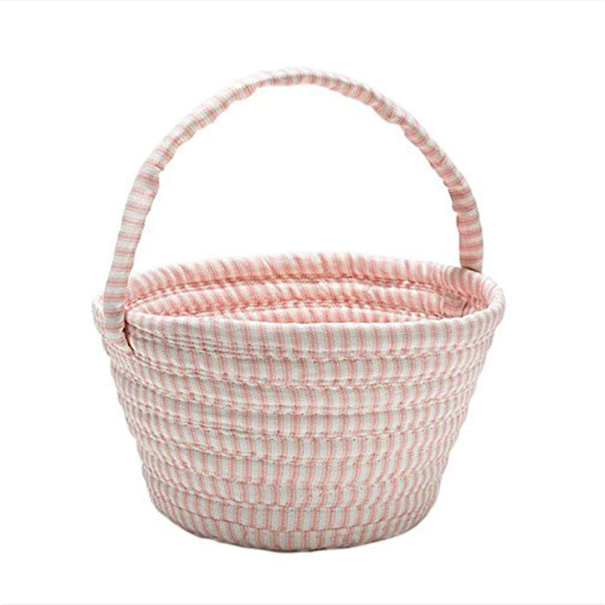 Easter Ticking Basket A008X007 Basket, 8&quot; X 12&quot; X 7&quot;, Pink