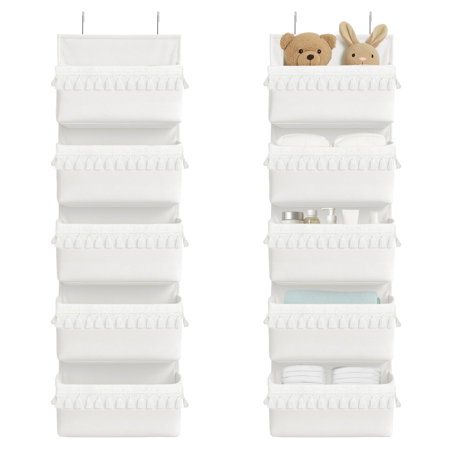 Over The Door Organizer Hanging, 5 Pockets Boho Nursery Decor Over Door Storage Hanging Storage Organizer Behind The Door Storag