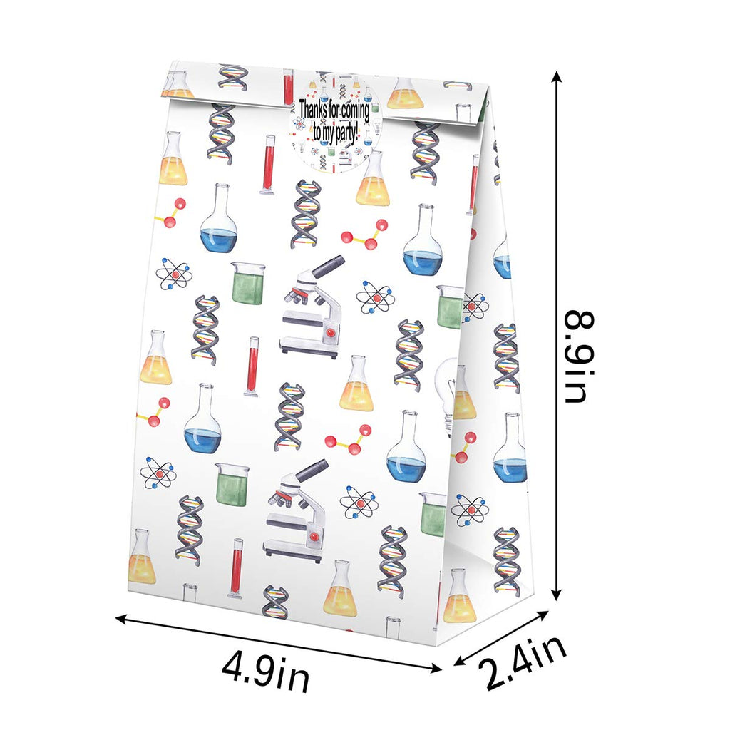 Science Party Favors Candy Bags With Stickers - Science Goodie Gift Treat Bags - Science Themed Birthday Party Supplies