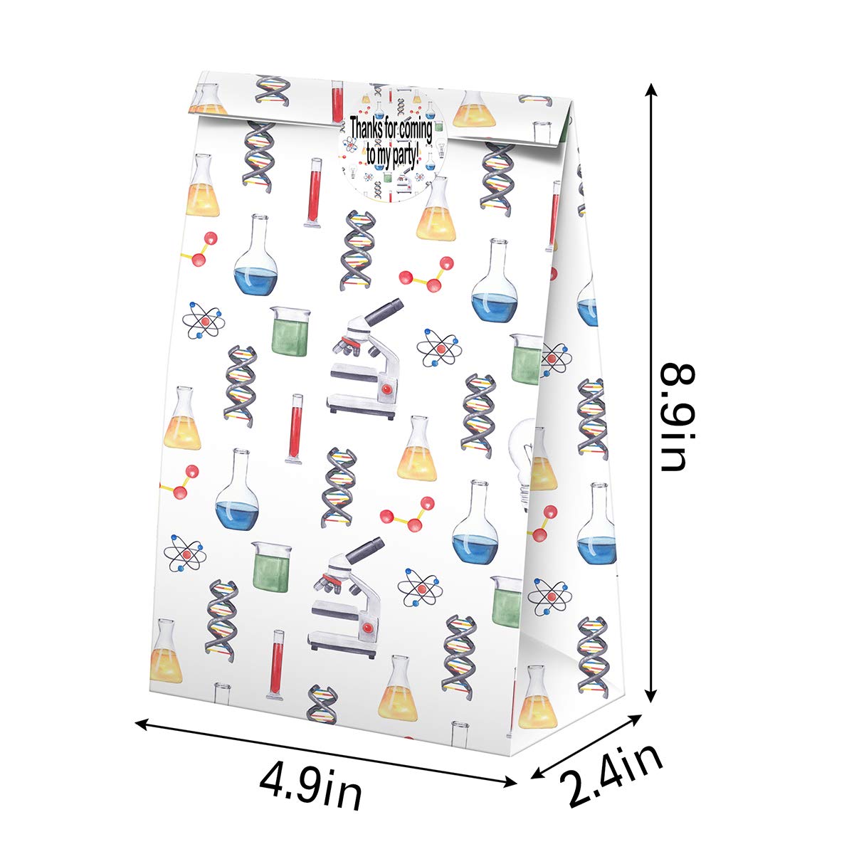 Science Party Favors Candy Bags With Stickers - Science Goodie Gift Treat Bags - Science Themed Birthday Party Supplies