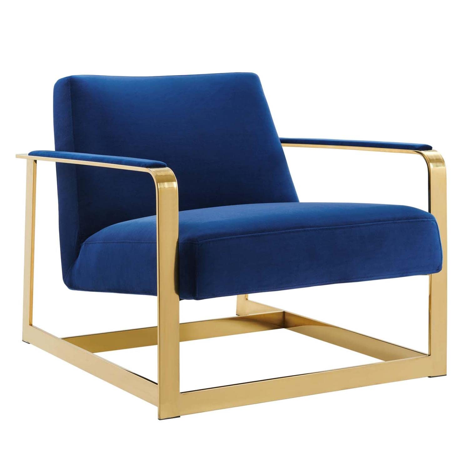 Modway Seg Performance Velvet Accent Chair, Gold Navy