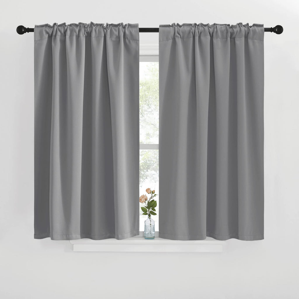 Nicetown Blackout Curtain Panels For Living Room - (Silver Grey Color) 42X40 Inch, 2 Panels Set, Room Darkening Blackout Drapes For Window