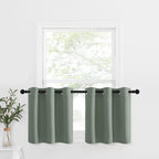 Nicetown Blackout Tiers Valances For Bathroom, Farmhouse Style Kitchen Curtains For Small Windows, Thermal Insulated Short Curtain Drapes For Half Window, 2 Pcs, 42' W X 24' L, Greyish Green