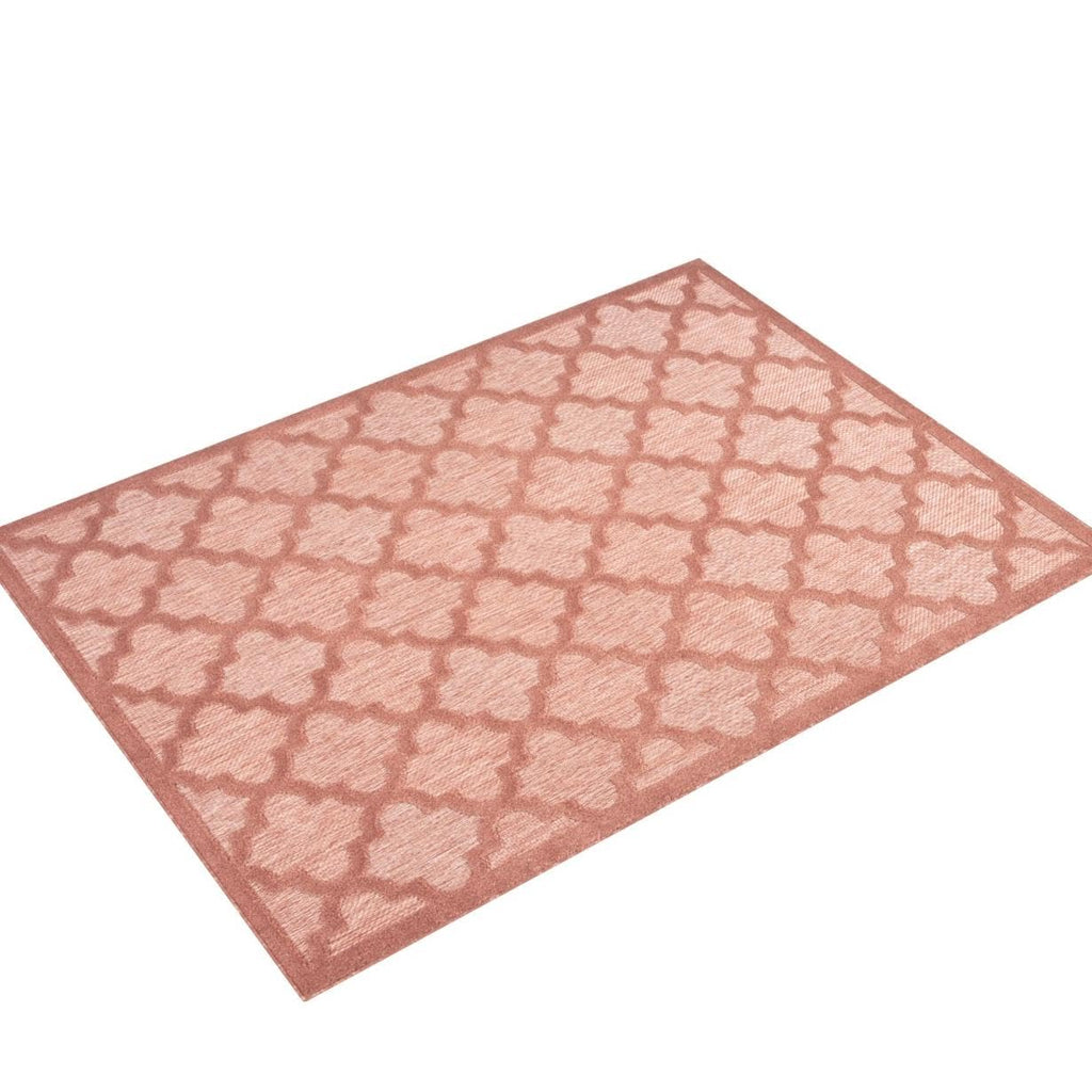 Nourison Easy Care Moroccan Coral/Orange 5' X 7' Area -Rug, Trellis, Easy -Cleaning, Non Shedding, Bed Room, Living Room, Dining Room, Backyard, Deck, Patio (5X7)