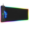 Wireless Charging Rgb Gaming Mouse Pad, 31.5'X15.7' Large Desk Mat, Desk Pad With Wireless Charger, Non-Slip Rubber Base, Wate