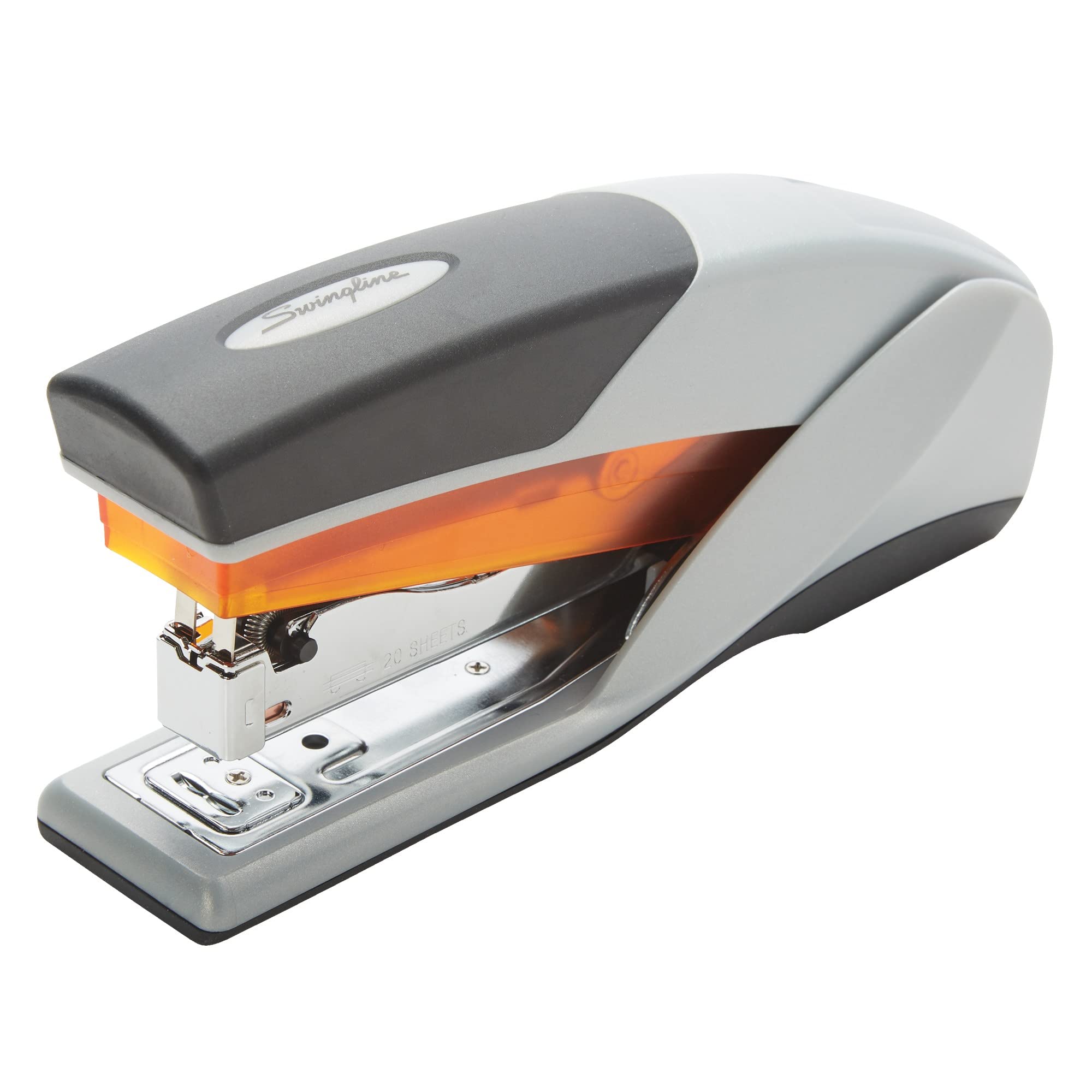 Swingline Stapler, 25 Sheet Capacity, Optima 25, Jam Free, Reduced Effort, Soft Grip, Orange And Gray (66402)