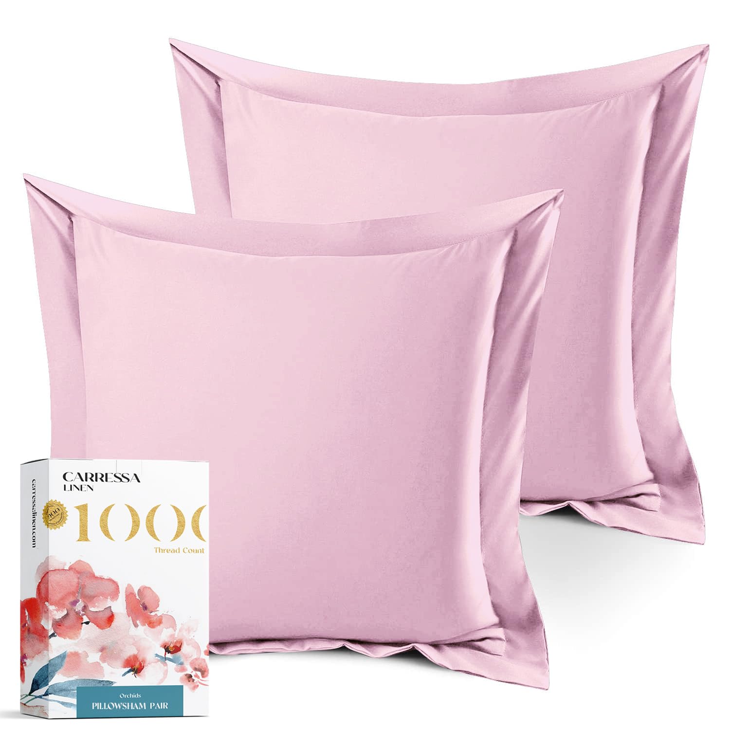 Carressa Linen Egyptian Cotton Pillow Shams With Envelope Closure Blush 1000 Thread Count Cotton Pack Of 2 Euro 18 In X 18 In Bl