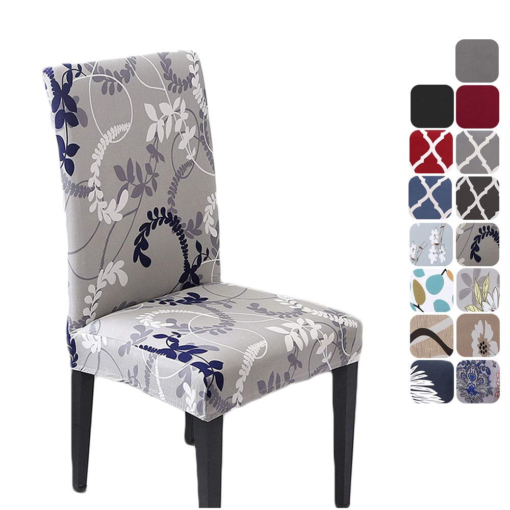 HZDHCLH Grey Chair Covers for Dining Room 6 Pack,Stretch Spandex Parsons Chair Slipcover Set of 6,Washable Anti-dust Chair Seat 