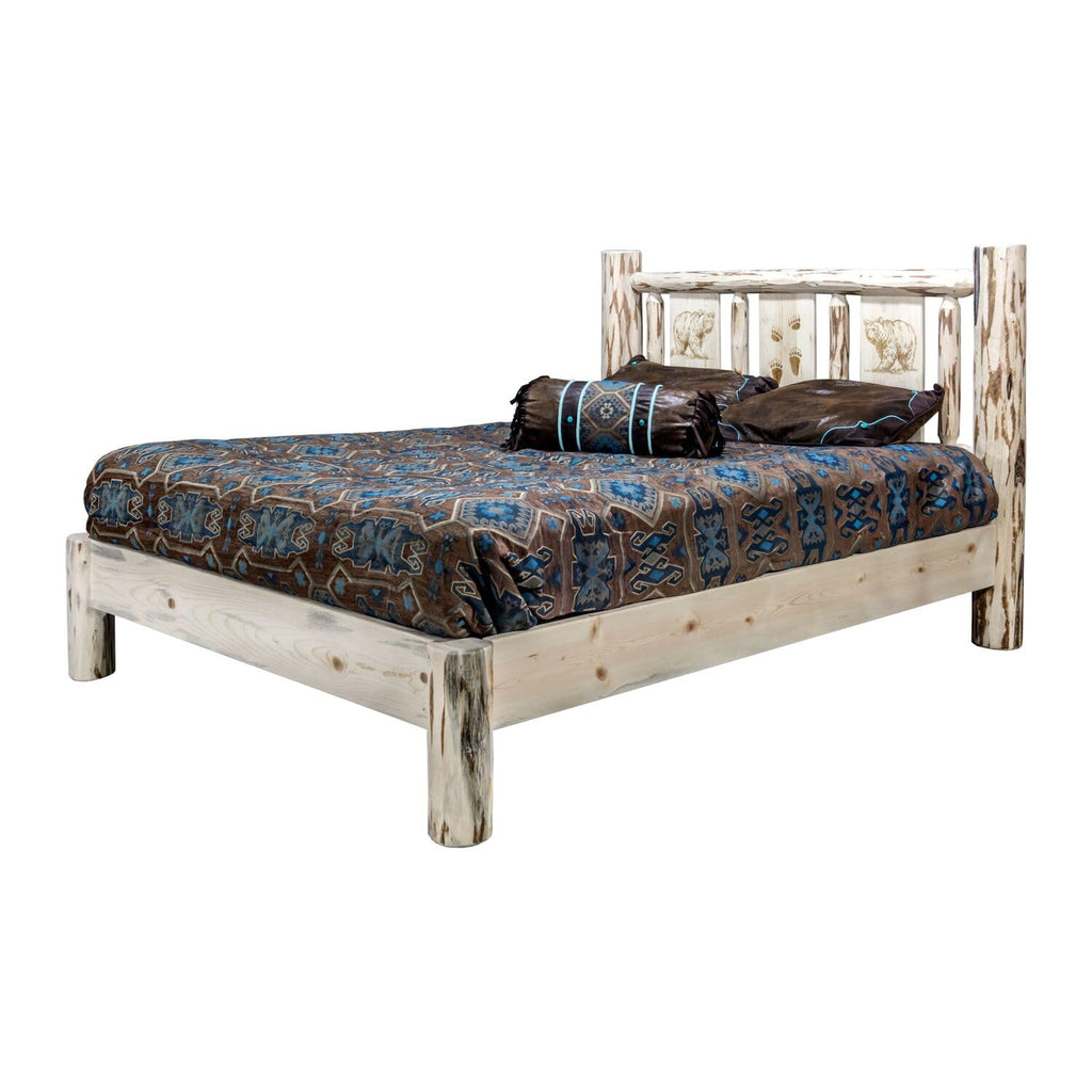 Montana Log Collection Wood California King Platform Bed MWPBCAKLZMOOSE