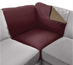 Sofa Shield Patented Sectional Slip Cover, Large Cushion Protector, Reversible Stain And Dog Tear Resistant Slipcover, Quilted Microfiber 30X30” Seat, Washable Covers For Dogs Pets Kids, Burgundy Tan