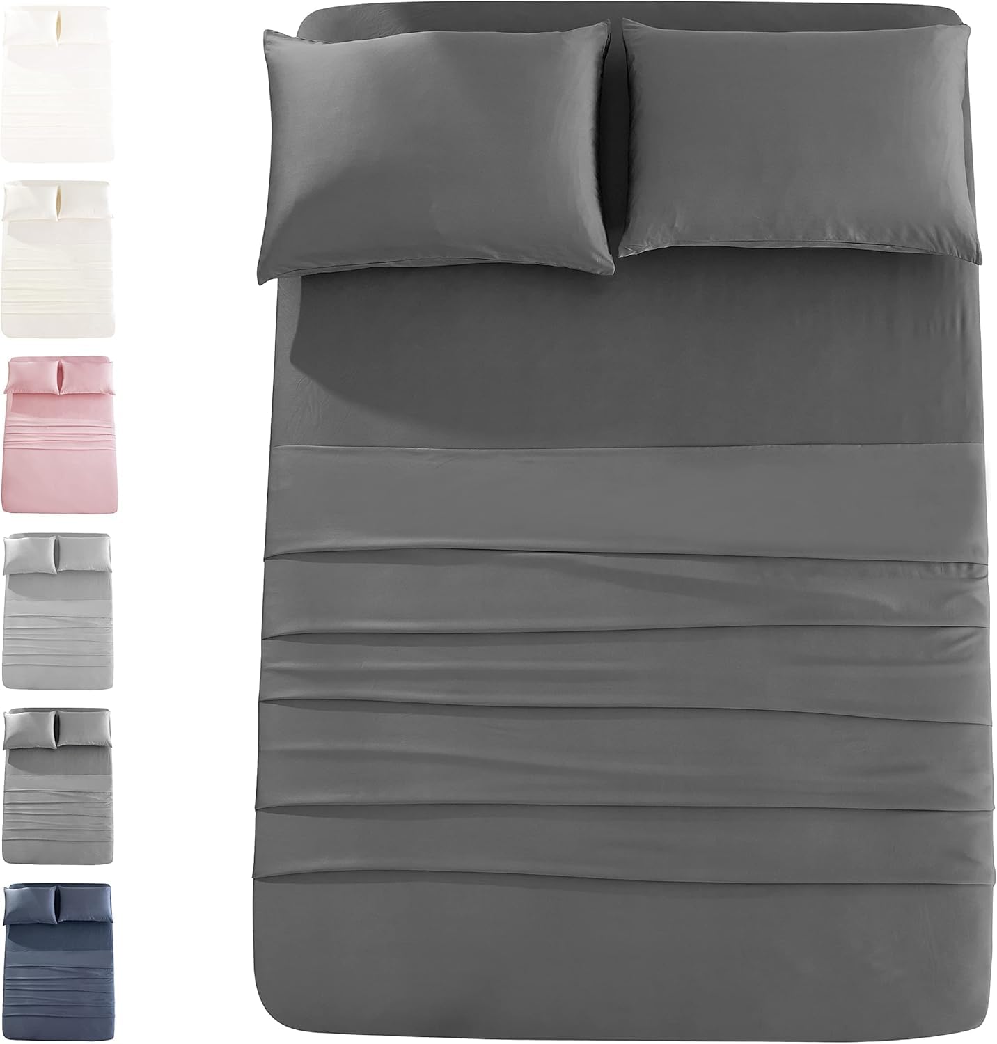 Jomo - Cooling Bed Sheets Queen Size - Dark Gray, 4 Pack - 100% Viscose Bamboo Cooling Sheets For Hot Sleepers - Ultra Soft & Co
