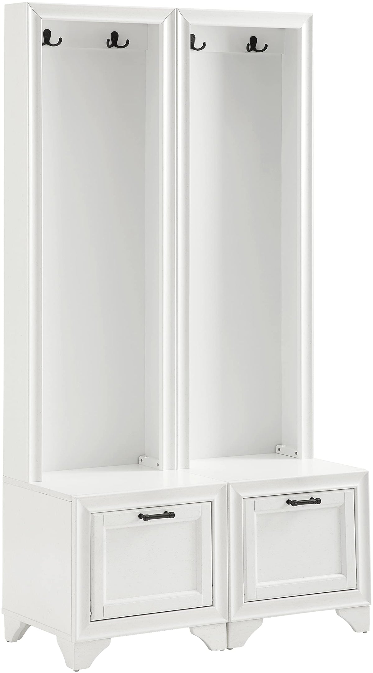 Crosley Furniture Tara 2-Piece Entryway Set With 2 Hall Trees, Distressed White