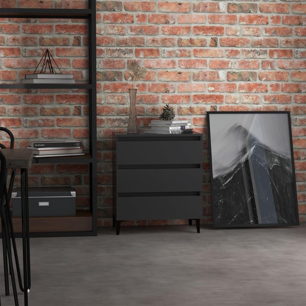 vidaXL Sideboard Gray 23.6&quot;x13.8&quot;x27.2&quot; Chipboard