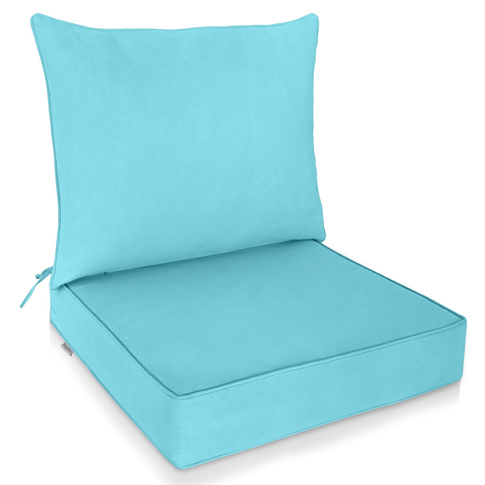 Eagle Peak Outdoor Deep Seat Patio Seat Cushion Set, 25 X 25 X 5 Inch, 2-Piece Back Chair Cushion, Set Of 1, Light Blue