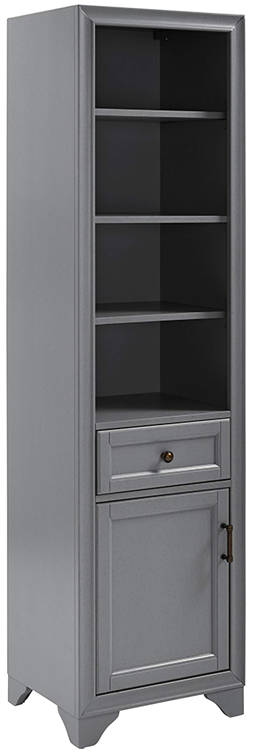 Crosley Furniture Tara Linen Storage Cabinet and Bathroom Organizer with a Drawer and Shelves, Vintage Gray