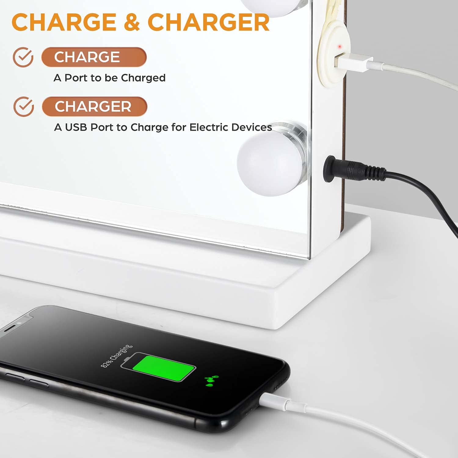 M Mivonda Hollywood Vanity Mirror With Dimmable 15Led Bulbs Lights 3 Lighting Modes 2In1 Large Lighted Makeup Mirror For Desk An