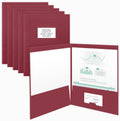 The Gallery Collection, 50 Count, Burgundy, Two Pocket Presentation Folders With Customizable Labels, Perfect For Sales Material