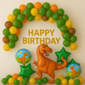 Dinosaur Theme Birthday Decoration Kit With Balloons, TRex Foil Balloon, Green Stars, Gold Banner Birthday Decoration Party Kit