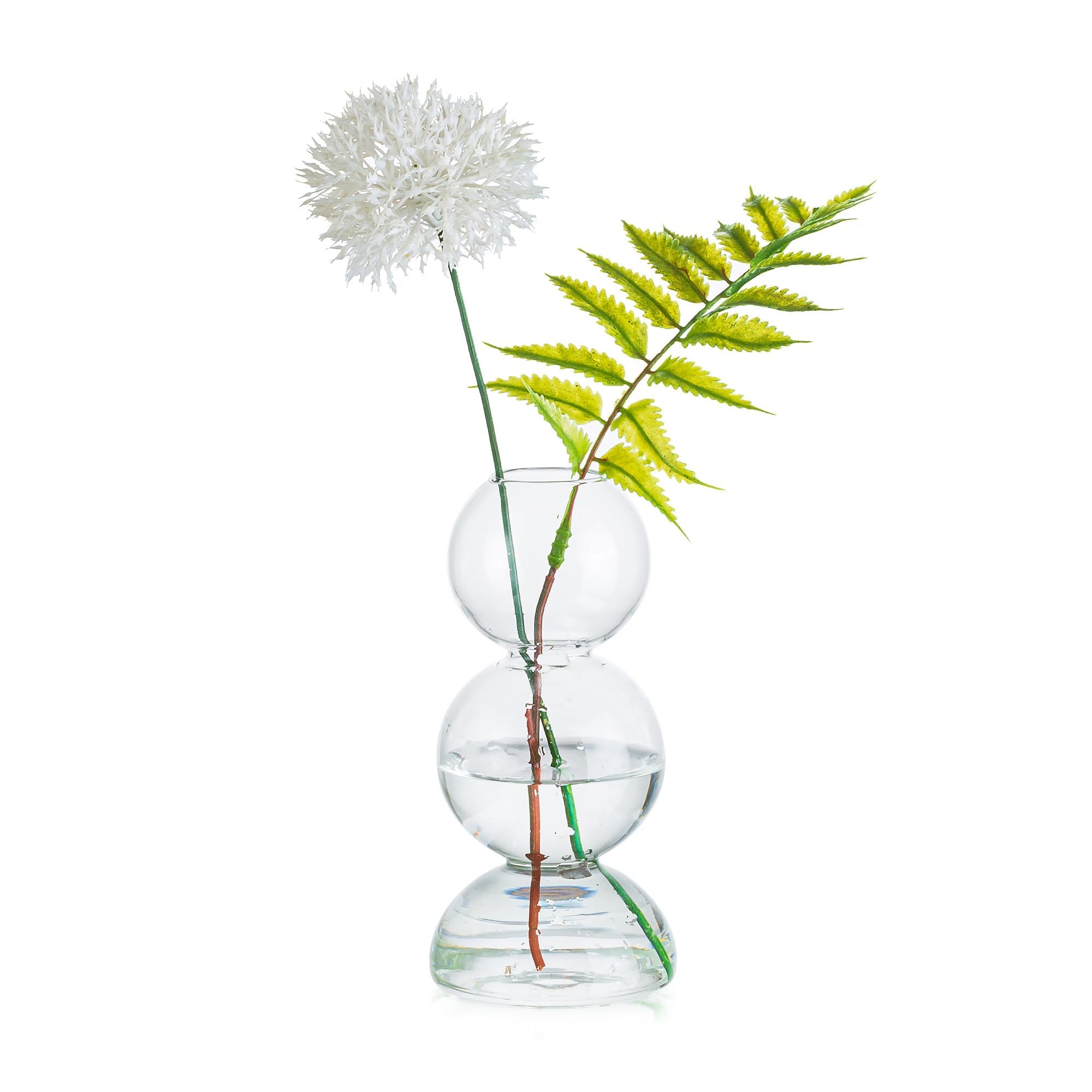 Glasseam Unique Small Flower Vase, Cute Blown Glass Vases for Flowers, Modern Ball Bubble Vase, Clear Bud Vases for Decor, Aesth