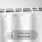 Aoohome White Fabric Shower Curtain Liner, Bathroom Curtain With Hooks For Hotel, Waterproof, Weighted Hem, 72 Width X 75 Height