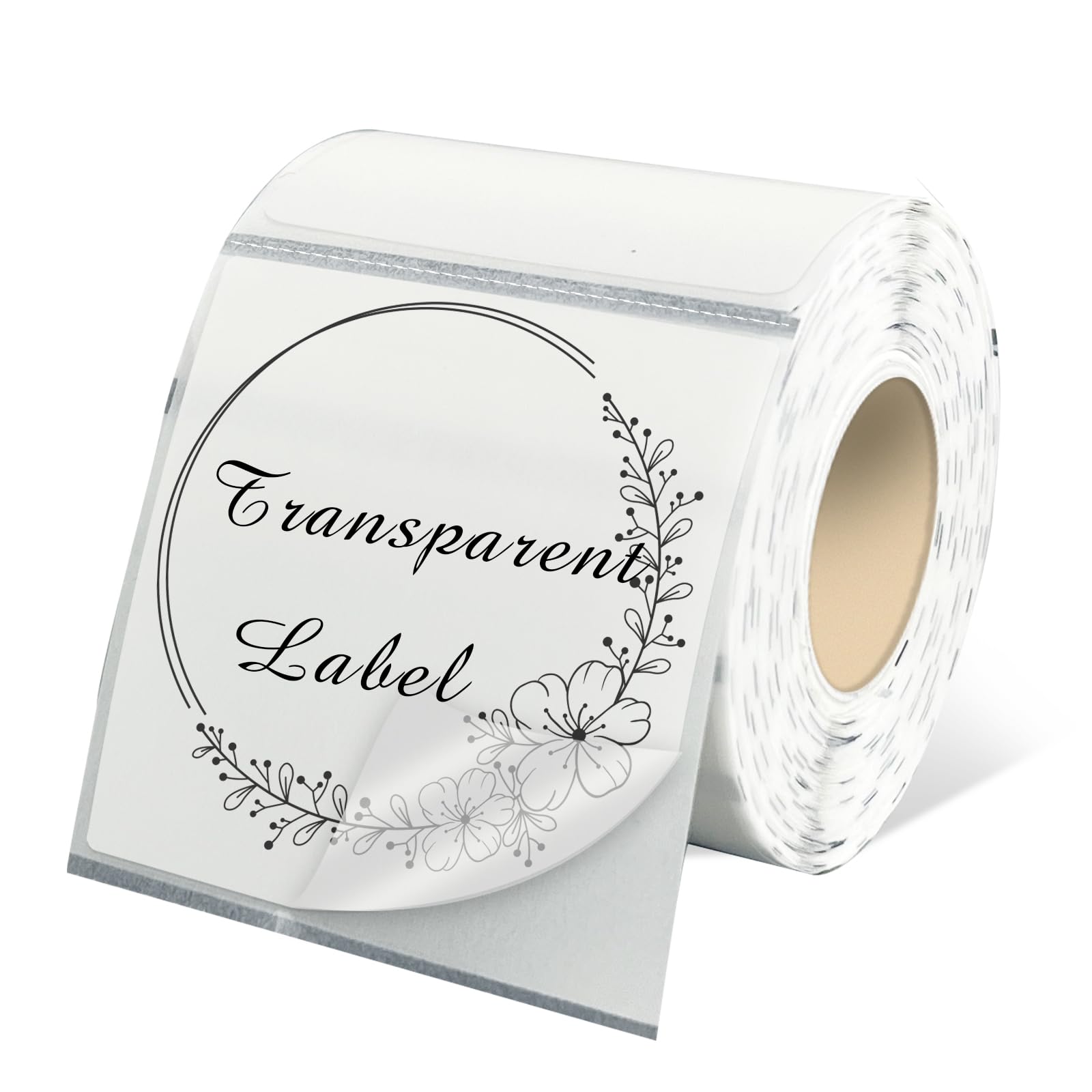 Yeachlaing 2 'X2 ' Transparent Square Thermal Label Stickers,Self-Adhesive Square Direct Thermal Labels,300 Sheets With Perfor