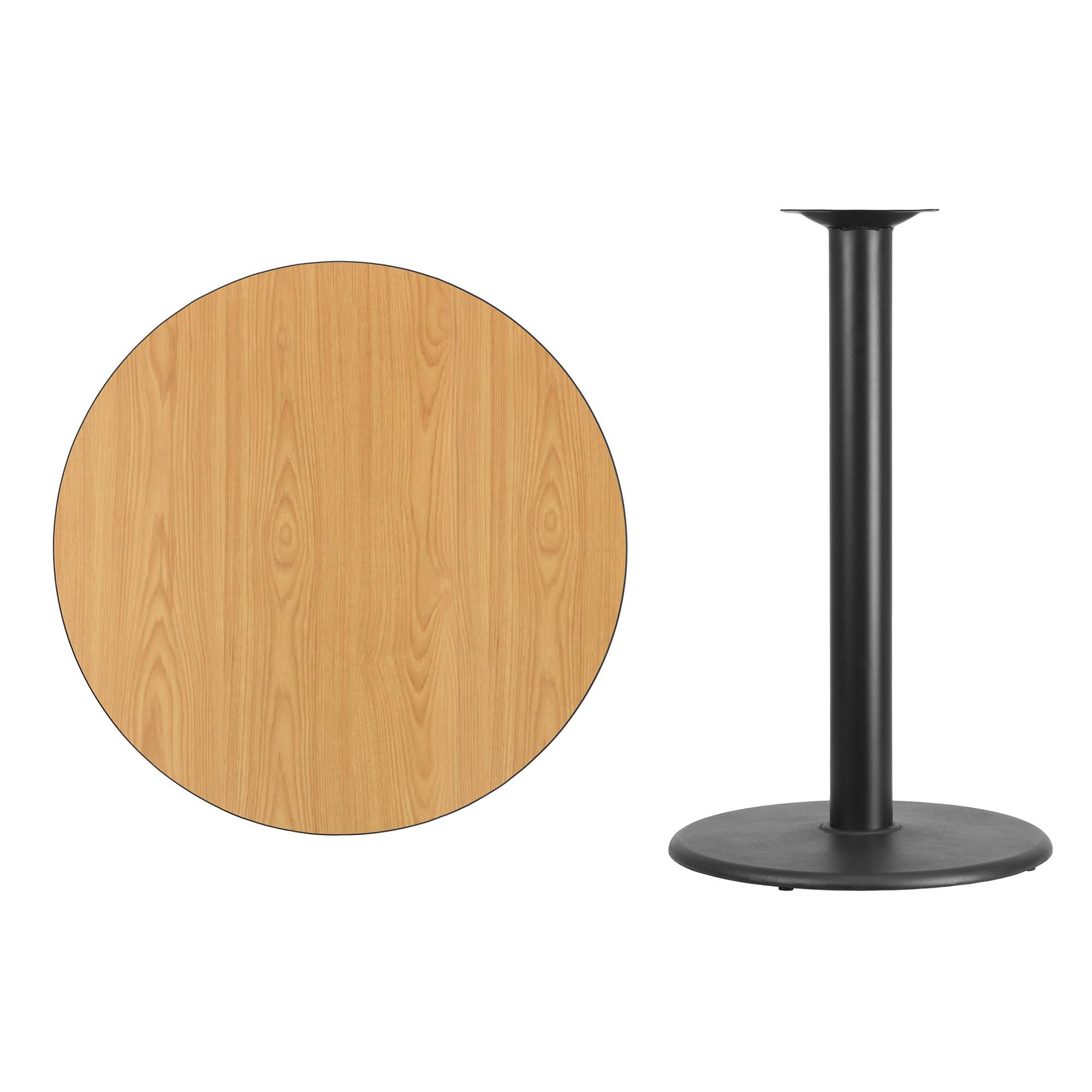 Flash Furniture Stiles 36'' Round Natural Laminate Table Top With 24'' Round Bar Height Table Base