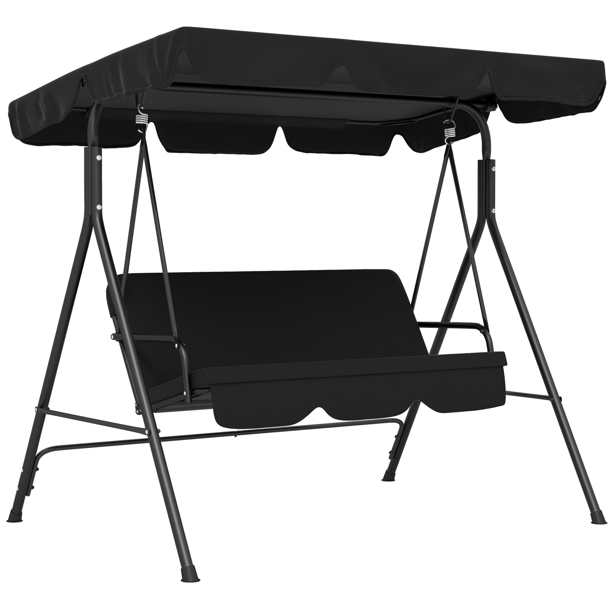 Outsunny 3-Seat Outdoor Patio Swing Chair With Removable Cushion, Steel Frame Stand And Adjustable Tilt Canopy For Patio, Garden, Poolside, Balcony, Backyard, Black 2