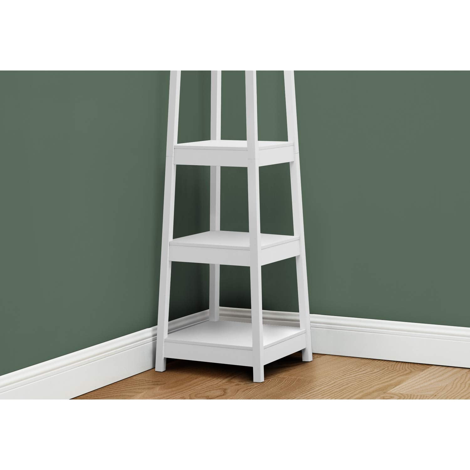 Monarch Specialties 4 Hooks and 3 Shelves Hanger Hanging for Entryway Hallway or Office Free Standing Hall-Tree, White