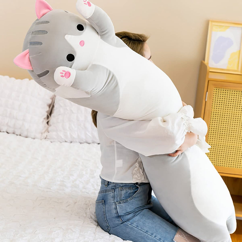 Long Cat Plush Pillow Soft Cat Hugging Pillow Stuffed Animal Pillow Cute Kitty Sleeping Throw Pillow Gift For Kids (70Cm/27.55In