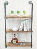 BIXIRAO Industrial Wall Mounted Iron Floating Pipe Wood Shelves/Shelving/Racks/Storage/Bookcases/Brackets, DIY Open Bookshelves/
