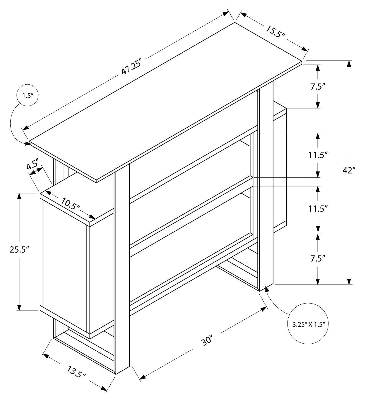 Monarch Specialties I Bar Unit with Bottle and Glass Storage, 48', Cappuccino