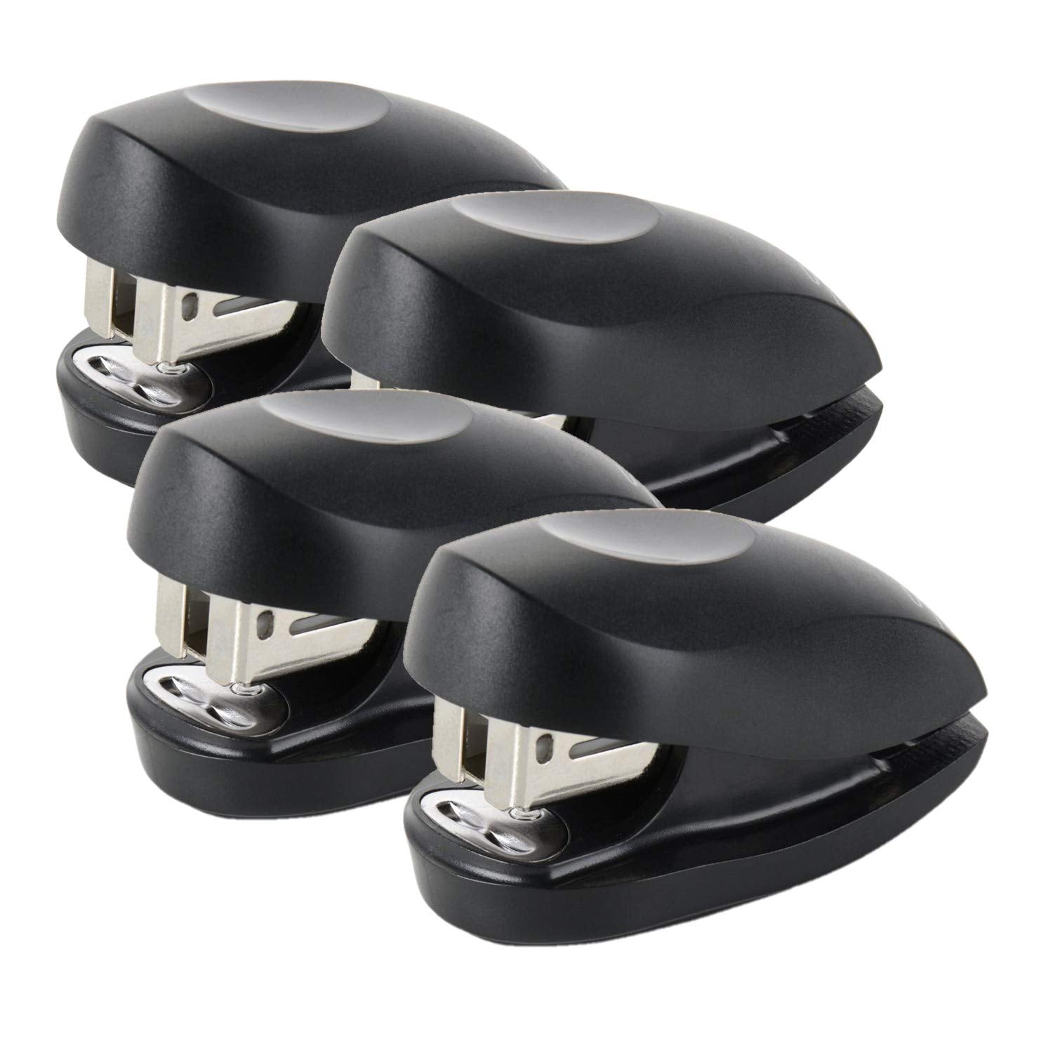 Swingline Mini Stapler, Tot, 12 Sheet Capacity, Includes Built-In Staple Remover & 1000 Standard Staples, Black, Pack Of 4