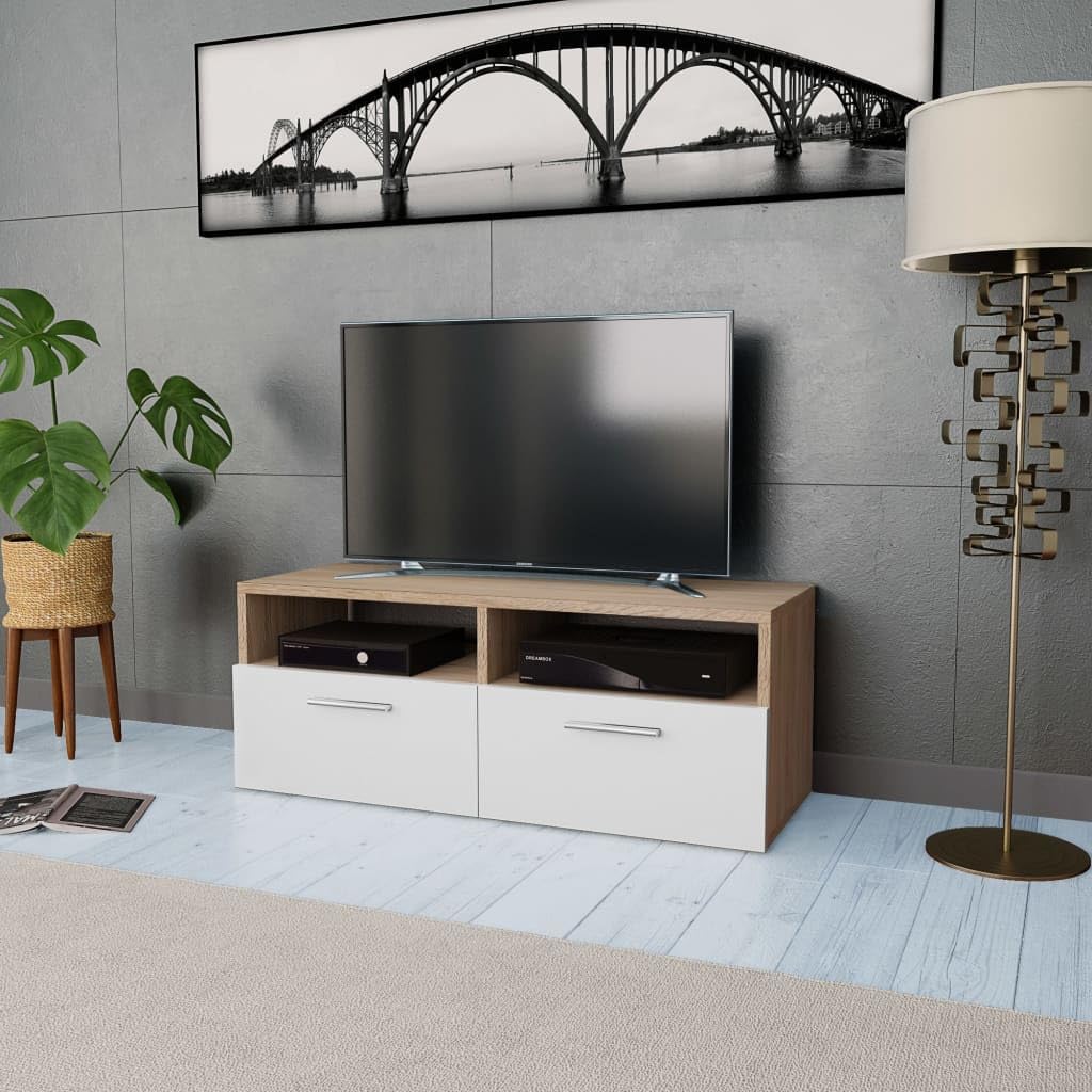 vidaXL TV Stand, TV Unit for Living Room, Sideboard with Storage, Entertainment Center Media Unit Cupboard, Modern Style, Engineered Wood Oak