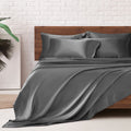 Mr&Hm Satin Bed Sheets, Full Size Sheets Set, 6 Pcs Silky Bedding Set With 15 Inches Deep Pocket For Mattress(Full, Dark Grey)