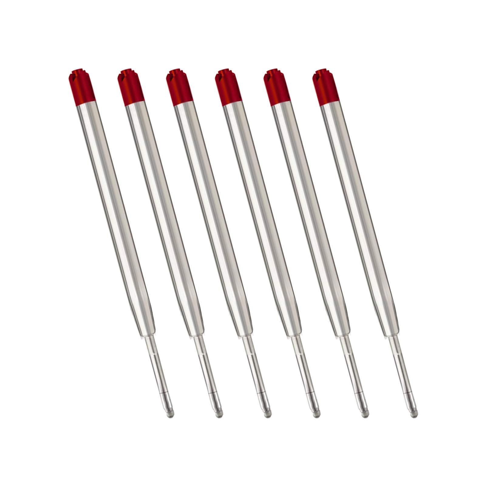Red Ink Refills (6Pcs), Replaceable Pens Refills, 1Mm Medium Tip - Red