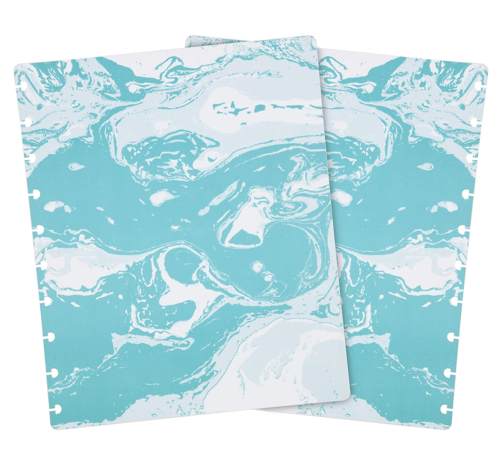 Talia Discbound Notebooks, Planner, Customizable, (Ymarble Flow Turquoise W/Silver Discs, Junior (5.5In X 8.5In))