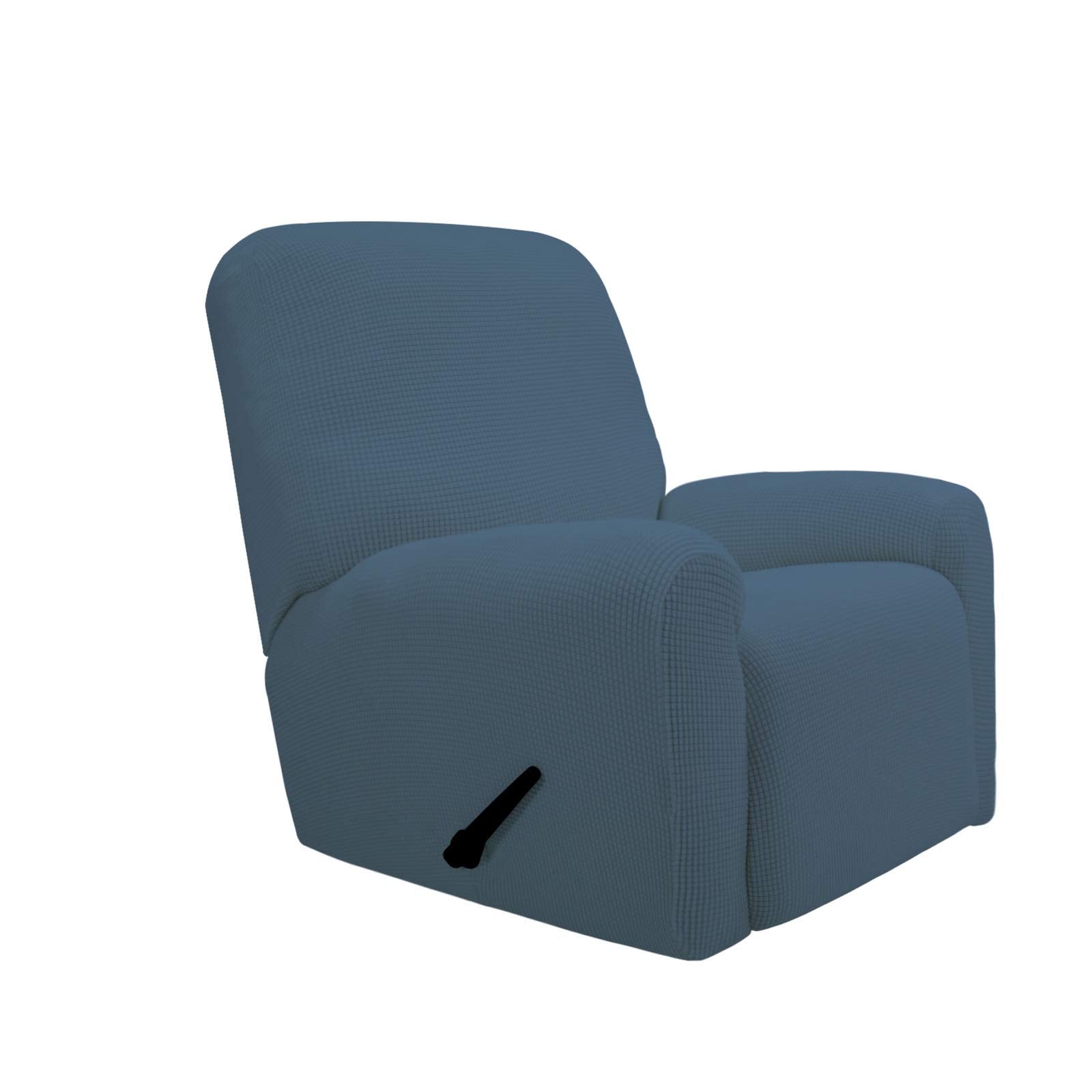 Purefit Stretch Recliner Sofa Slipcover With Pocket – Spandex Jacquard Non Slip Soft Couch Sofa Cover, Washable Furniture Protector With Elastic Bottom For Kids (Recliner, Bluestone)